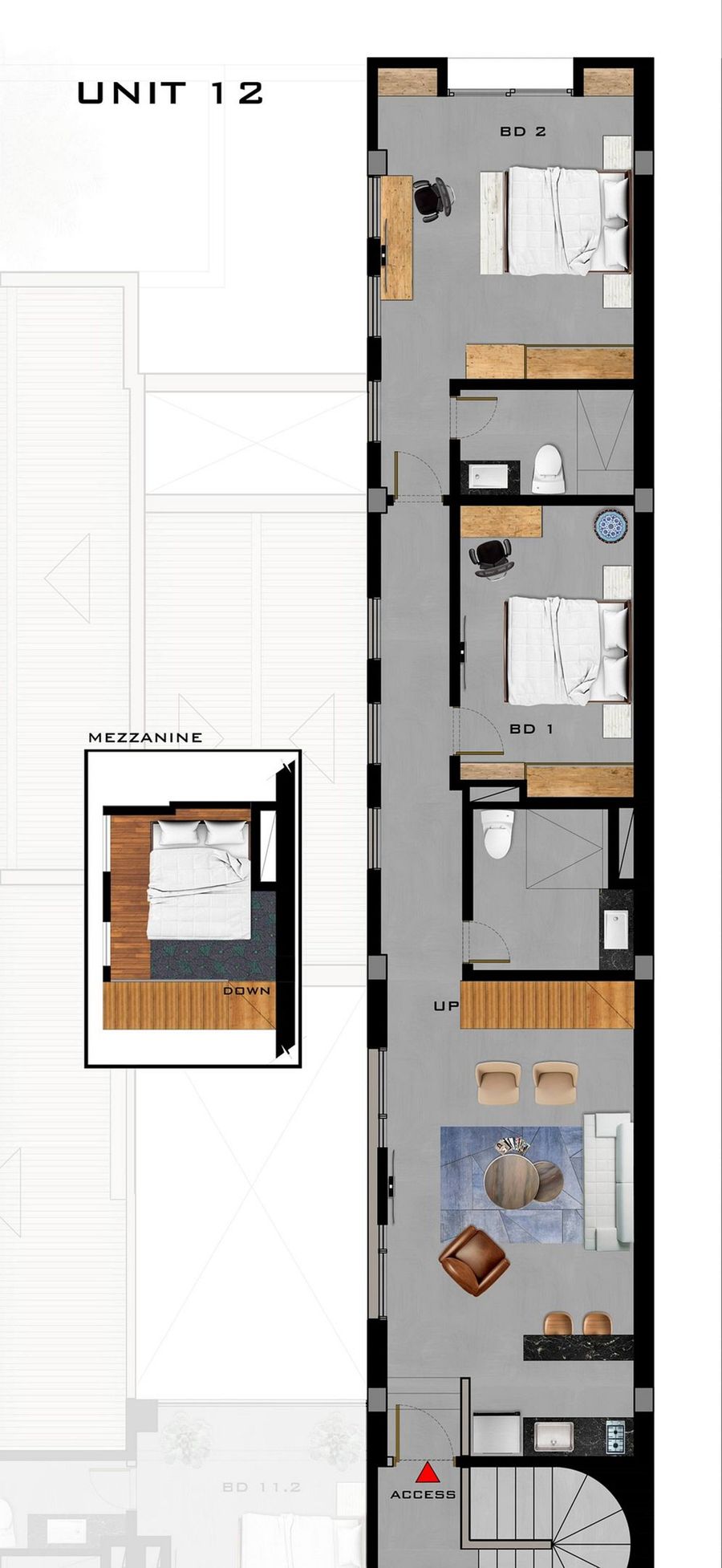 E303 • Ático de 3 dormitorios • Terraza, aire acondicionado • Centenario 4